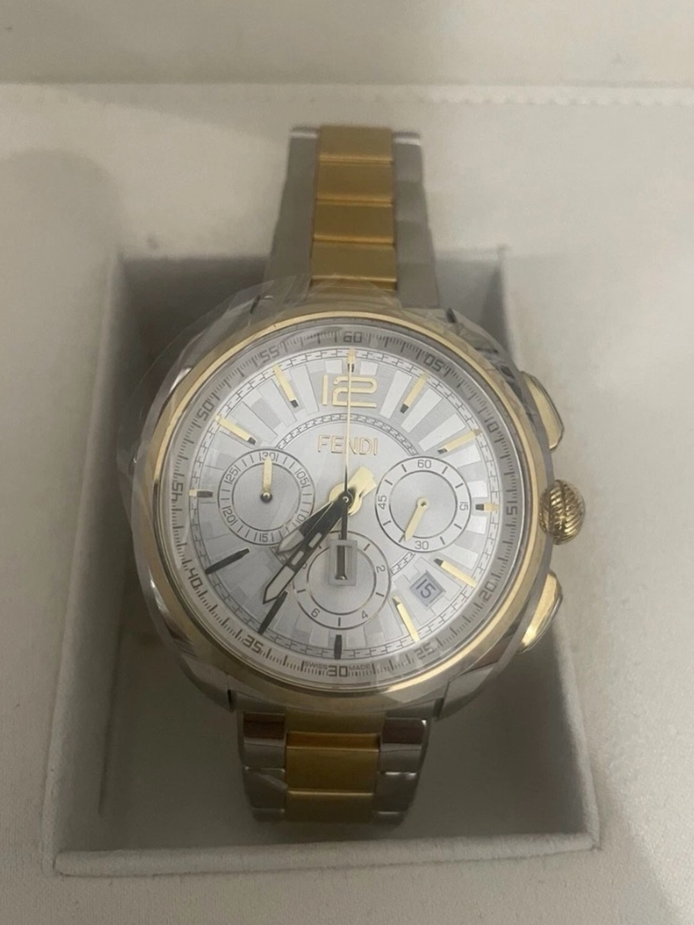 Fendi Two-Tone Gold and Silver Stainless Chronograph Watch - Picture 11 of 13